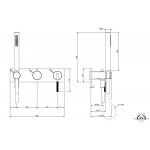 Shower tap Wall-mounted external part 2 way material: Brass mixer with hand shower, hose and holder With plate, color: Chrome surface: Glossy