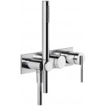 Shower tap Wall-mounted external part 2 way material: Brass mixer with hand shower, hose and holder With plate, color: Chrome surface: Glossy Wall-mounted - external part