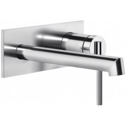 Wash basin tap Wall-mounted - external part mixer With plate Without waste, color: Chrome 13-16cm material: Brass surface: Glossy Wall-mounted - external part