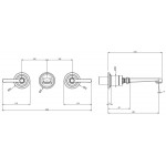 Wash basin tap Wall-mounted - external part 3 holes dual-level Without waste, color: Chrome 20,1cm material: Brass surface: Glossy Wall-mounted - external part