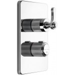 Shower tap Wall-mounted external part 2 way material: Brass thermostatic With plate without hand shower, hose and holder, color: Chrome surface: Glossy Wall-mounted - external part