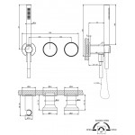 Shower tap Wall-mounted external part 2 way 3 holes material: Brass mixer with hand shower, hose and holder, color: Chrome surface: Glossy Wall-mounted - external part