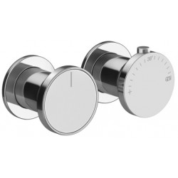 Shower tap Wall-mounted external part 2 holes 2 way material: Brass thermostatic without hand shower, hose and holder, color: Chrome surface: Glossy Wall-mounted - external part