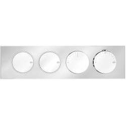 Shower tap Wall-mounted external part 2 way material: Brass thermostatic With plate with separate exits without hand shower, hose and holder push-button on/off controls, color: Chrome surface: Glossy Wall-mounted - external part