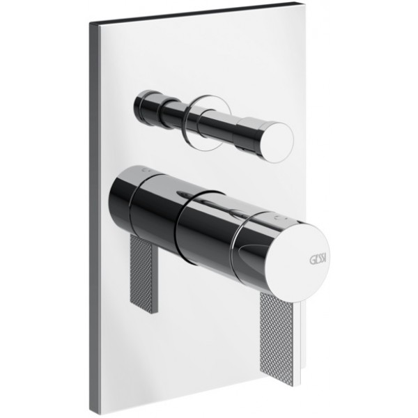 Shower tap Wall-mounted external part 2 way material: Brass mixer With plate without hand shower, hose and holder, color: Chrome surface: Glossy Wall-mounted - external part