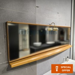 Καθρέπτης, σχήμα: Ορθογώνιο 150x50 από ξύλο συνθετικό με εταζέρα & φωτιστικό, χρώμα: Ξύλο Κερασιά Καθρέπτες μπάνιου