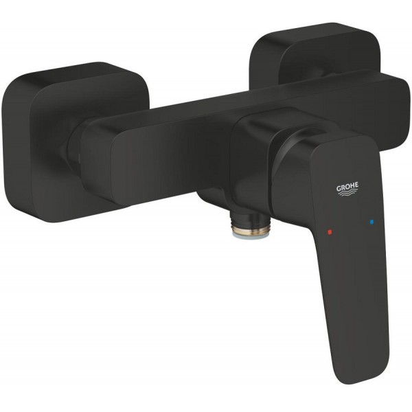 Μπαταρία ντουζιέρας επίτοιχη αναμεικτική από ορείχαλκο κορμός (χωρίς τηλέφωνο, σπιράλ, στήριγμα)  , Matte Black, χρώμα: Μαύρο επιφάνεια: Ματ Επίτοιχες