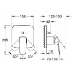 Shower tap Wall-mounted external part 2 way material: Brass mixer With plate without hand shower, hose and holder, color: Chrome surface: Glossy Wall-mounted - external part