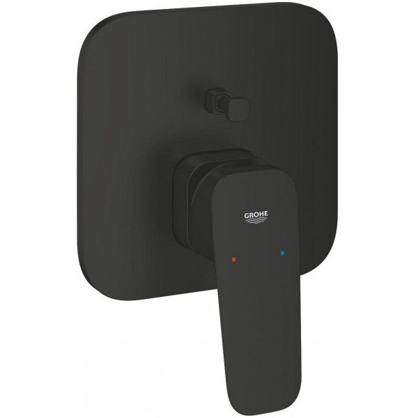 Μπαταρία ντουζιέρας εντοιχιζόμενη εξωτερικό μέρος 2 εξόδων αναμεικτική από ορείχαλκο με πλακέτα, χρώμα: Μαύρο επιφάνεια: Ματ Εντοιχιζόμενες εξωτερικό μέρος