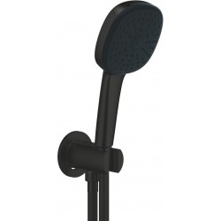 Τηλέφωνο ντους με σπιράλ & στήριγμα 3 ροών με στρογγυλή ροζέτα, χρώμα: Μαύρο επιφάνεια: Ματ Τηλέφωνα