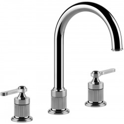 Wash basin tap Deck-mounted dual-level L size material: Brass With pop-up waste set, color: Chrome surface: Glossy Deck-mounted