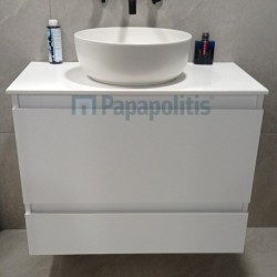 Βάση επίπλου χωρίς νιπτήρα 80x46x60 από ξύλο συνθετικό με πάγκο solid, με 2 συρτάρια επίτοιχου τύπου, χρώμα: Λευκό Βάσεις επίπλου χωρίς νιπτήρα