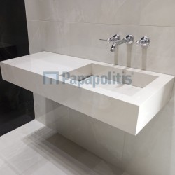 Πάγκος μπάνιου με νιπτήρα 120x50x15 από γρανίτη gres porcell.smaltato επιφάνεια: Γυαλιστερή με 1 νιπτήρα με επίπεδη γούρνα, χρώμα: Λευκό Νιπτηροπάγκοι