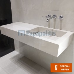 Furniture bench with washbasin 120x50x15 material: Granite Gres Porcell.Smaltato surface: Glossy 1 basin, color: White Countertops with wash basin