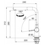 Μπαταρία κουζίνας επικαθήμενη από ορείχαλκο με ντους slate grey, χρώμα: Γκρι επιφάνεια: Ματ Επικαθήμενες
