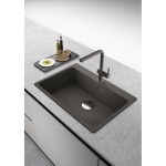 Μπαταρία κουζίνας επικαθήμενη από ορείχαλκο με ντους slate grey, χρώμα: Γκρι επιφάνεια: Ματ Επικαθήμενες