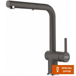 Kitchen tap Deck-mounted material: Brass with shower, color: Grey surface: Matt Deck-mounted