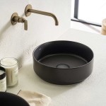 Washbasin Free standing 36x36x12 material: Porcelain Without hole Without overflow Anthracite Matt, color: Dark Grey surface: Matt Free standing Washbasin Free standing 36x36x12 material: Porcelain Without hole Without overflow Anthracite Matt, color: Dark Grey surface: Matt Free standing