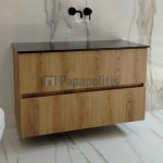 Furniture base without washbasin 99x60x45 material: Wood composite wall mounted, color: Wood Oak Cabinets without wash basin