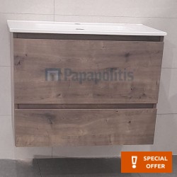 Βάση επίπλου με νιπτήρα 79x45x60 από ξύλο συνθετικό επίτοιχου τύπου με 1 νιπτήρα (χρώμα 384), χρώμα: Ξύλο Δρυς Βάσεις επίπλου με νιπτήρα