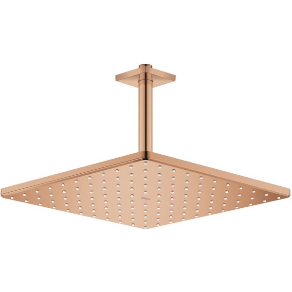 Κεφαλή ντους οροφής 31x31 από ορείχαλκο 1 ροής 310, με βραχίονα 14,2cm, warm sunset, χρώμα: Ροζ Χρυσό επιφάνεια: Γυαλιστερή Κεφαλές ντους