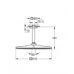 Κεφαλή ντους οροφής 31x31 από ορείχαλκο 1 ροής 310, με βραχίονα, 14,2cm Brushed Hard Graphite, χρώμα: Γκρι επιφάνεια: Βουρτσισμένη Κεφαλές ντους
