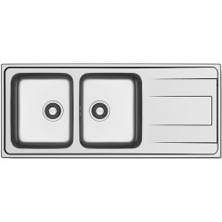 Νεροχύτης ανοξείδωτος 116x50 από inox επιφάνεια: Λεία ματ με πάγκο αριστερά / με πάγκο δεξιά ένθετος 2 γούρνες 2B 1D αντιστρεφόμενος, χρώμα: Χρωμέ Ανοξείδωτοι