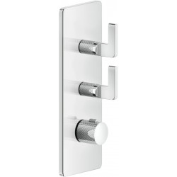 Shower tap Wall-mounted external part 2 way material: Brass thermostatic With plate with separate exits without hand shower, hose and holder, color: Chrome surface: Glossy Wall-mounted - external part