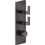 Shower tap Wall-mounted external part 2 way material: Brass thermostatic With plate with separate exits without hand shower, hose and holder, color: Black surface: Brushed Wall-mounted - external part