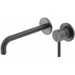 Μπαταρία νιπτήρος εντοιχιζόμενη κομπλέ 2 οπών από ορείχαλκο χωρίς βαλβίδα 18cm, Brushed Black, χρώμα: Μαύρο επιφάνεια: Βουρτσισμένη Εντοιχιζόμενες εξωτερικό μέρος