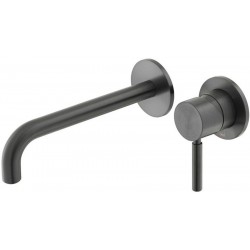 Μπαταρία νιπτήρος εντοιχιζόμενη κομπλέ 2 οπών από ορείχαλκο χωρίς βαλβίδα 18cm, Brushed Black, χρώμα: Μαύρο επιφάνεια: Βουρτσισμένη Εντοιχιζόμενες εξωτερικό μέρος