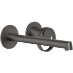 Wash basin tap Wall-mounted - external part 2 holes mixer Without waste, color: Black material: Brass surface: Brushed Wall-mounted - external part Wash basin tap Wall-mounted - external part 2 holes mixer Without waste, color: Black material: Brass surface: Brushed Wall-mounted - external part