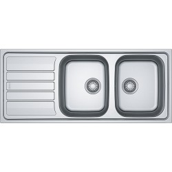 Νεροχύτης ανοξείδωτος 116x50 από inox επιφάνεια: Λεία ματ με πάγκο αριστερά / με πάγκο δεξιά ένθετος 2 γούρνες αντιστρεφόμενος, χρώμα: Χρωμέ Ανοξείδωτοι