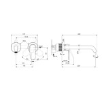 Wash basin tap Wall-mounted - external part 2 holes mixer Without waste, color: Chrome material: Brass surface: Glossy Wall-mounted - external part