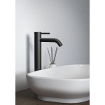 Μπαταρία νιπτήρος επικαθήμενη αναμεικτική από ορείχαλκο για νιπτήρα ελεύθερης τοποθέτησης χωρίς βαλβίδα Υ33,2cm, Blue Start, silk black, χρώμα: Μαύρο επιφάνεια: Ματ Επικαθήμενες