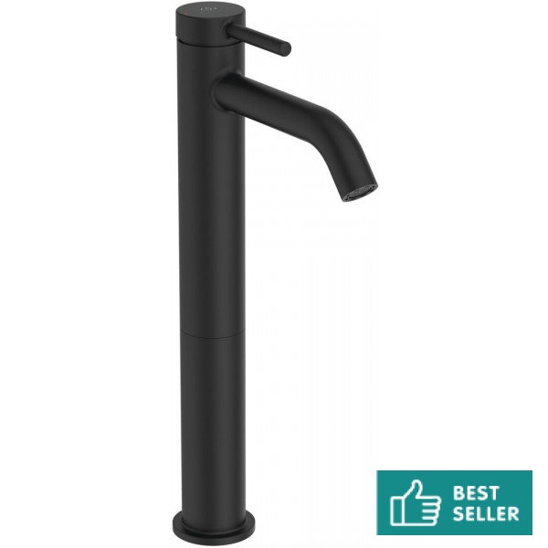 Wash basin tap Deck-mounted for free-standing washbasin material: Brass mixer Without waste Blue Start, color: Black surface: Matt Deck-mounted
