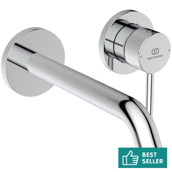 Wash basin tap Wall-mounted - external part 2 holes mixer Without waste, color: Chrome material: Brass surface: Glossy Wall-mounted - external part