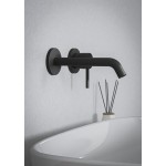 Wash basin tap Wall-mounted - external part 2 holes mixer Without waste, color: Black material: Brass surface: Matt Wall-mounted - external part
