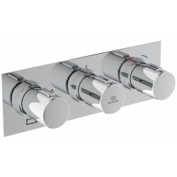 Μπαταρία ντουζιέρας εντοιχιζόμενη 3 εξόδων αναμεικτική από ορείχαλκο με πλακέτα κομπλέ, χρώμα: Χρωμέ επιφάνεια: Γυαλιστερή Εντοιχιζόμενες εξωτερικό μέρος