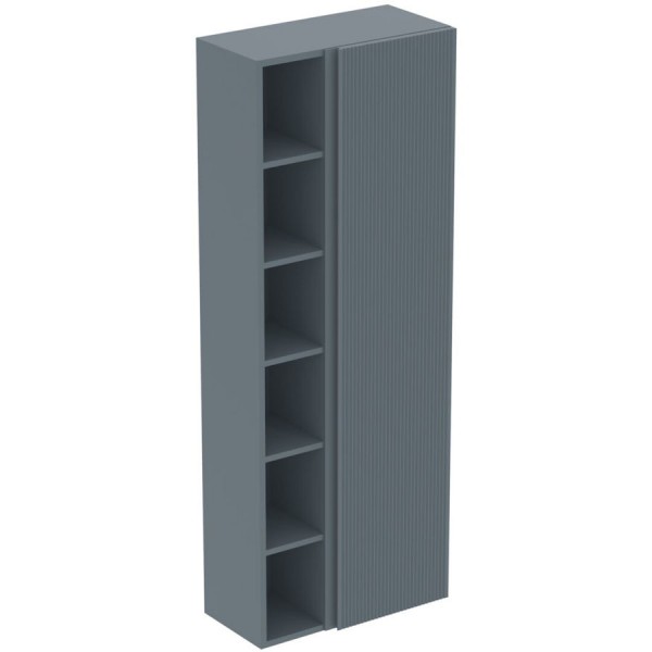 Στήλη επίπλου μπάνιου 60x30x160 από λάκα Ribbed Matt ashblue, χρώμα: Γκρι Στήλη επίπλου μπάνιου 60x30x160 από λάκα Ribbed Matt ashblue, χρώμα: Γκρι