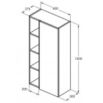 Στήλη επίπλου μπάνιου 60x30x120 από ξύλο συνθετικό Dark Elm, χρώμα: Ξύλο Καρυδιά Στήλες επίπλου μπάνιου