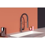 Kitchen tap Deck-mounted material: Brass with shower, color: Chrome surface: Glossy Deck-mounted