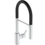Kitchen tap Deck-mounted material: Brass with shower, color: Chrome surface: Glossy Deck-mounted