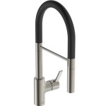 Kitchen tap Deck-mounted material: Brass with shower, color: Chrome/Black surface: Brushed Deck-mounted Kitchen tap Deck-mounted material: Brass with shower, color: Chrome/Black surface: Brushed Deck-mounted