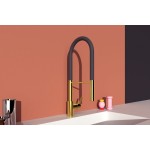 Kitchen tap Deck-mounted material: Brass With Pull-Out Spray 1 jet, color: Gold surface: Brushed Deck-mounted Kitchen tap Deck-mounted material: Brass With Pull-Out Spray 1 jet, color: Gold surface: Brushed Deck-mounted