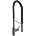 Kitchen tap Deck-mounted material: Brass with shower, color: Grey surface: Brushed Kitchen tap Deck-mounted material: Brass with shower, color: Grey surface: Brushed