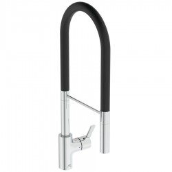 Kitchen tap Deck-mounted material: Brass with shower, color: Chrome surface: Glossy Deck-mounted