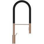 Μπαταρία κουζίνας επικαθήμενη από ορείχαλκο με ντους Sunset rose, χρώμα: Ροζ Χρυσό επιφάνεια: Βουρτσισμένη Επικαθήμενες