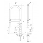 Μπαταρία κουζίνας επικαθήμενη από ορείχαλκο με ντους Sunset rose, χρώμα: Ροζ Χρυσό επιφάνεια: Βουρτσισμένη Επικαθήμενες