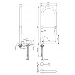Μπαταρία κουζίνας επικαθήμενη από ορείχαλκο με ντους 2 οπών, Magnetic grey, χρώμα: Γκρι επιφάνεια: Βουρτσισμένη Επικαθήμενες